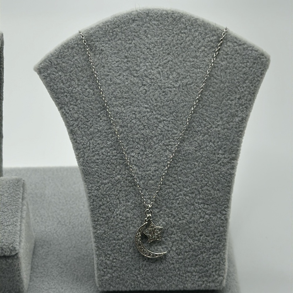 925 silver moon and star necklace swarovski crystals​​​